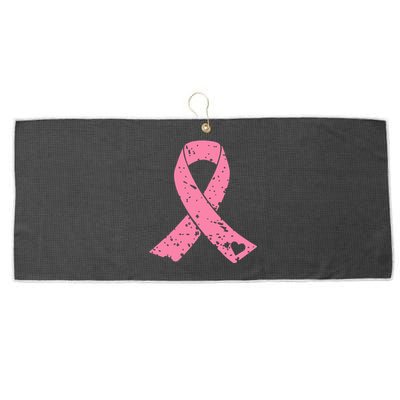 Distressed Pink Ribbon, Breast Cancer Large Microfiber Waffle Golf Towel