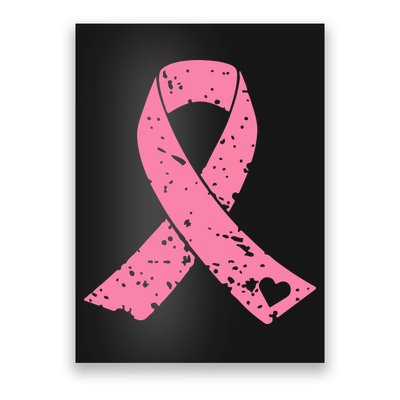 Distressed Pink Ribbon, Breast Cancer Poster