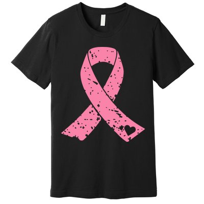 Distressed Pink Ribbon, Breast Cancer Premium T-Shirt