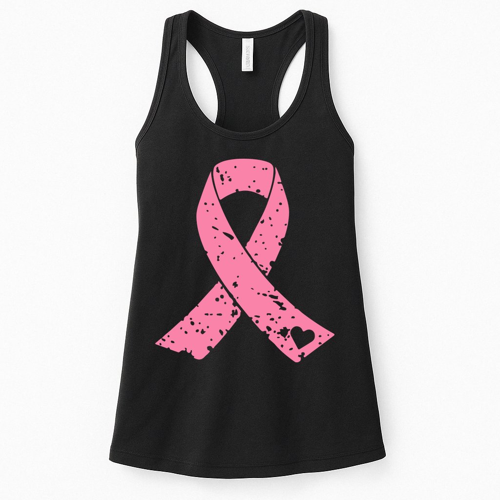 Distressed Pink Ribbon, Breast Cancer Womens Tank Top