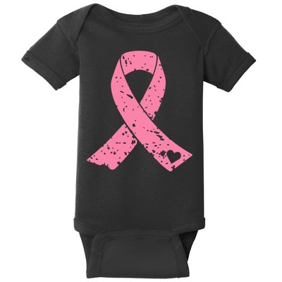 Distressed Pink Ribbon, Breast Cancer Baby Bodysuit