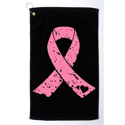 Distressed Pink Ribbon, Breast Cancer Platinum Collection Golf Towel