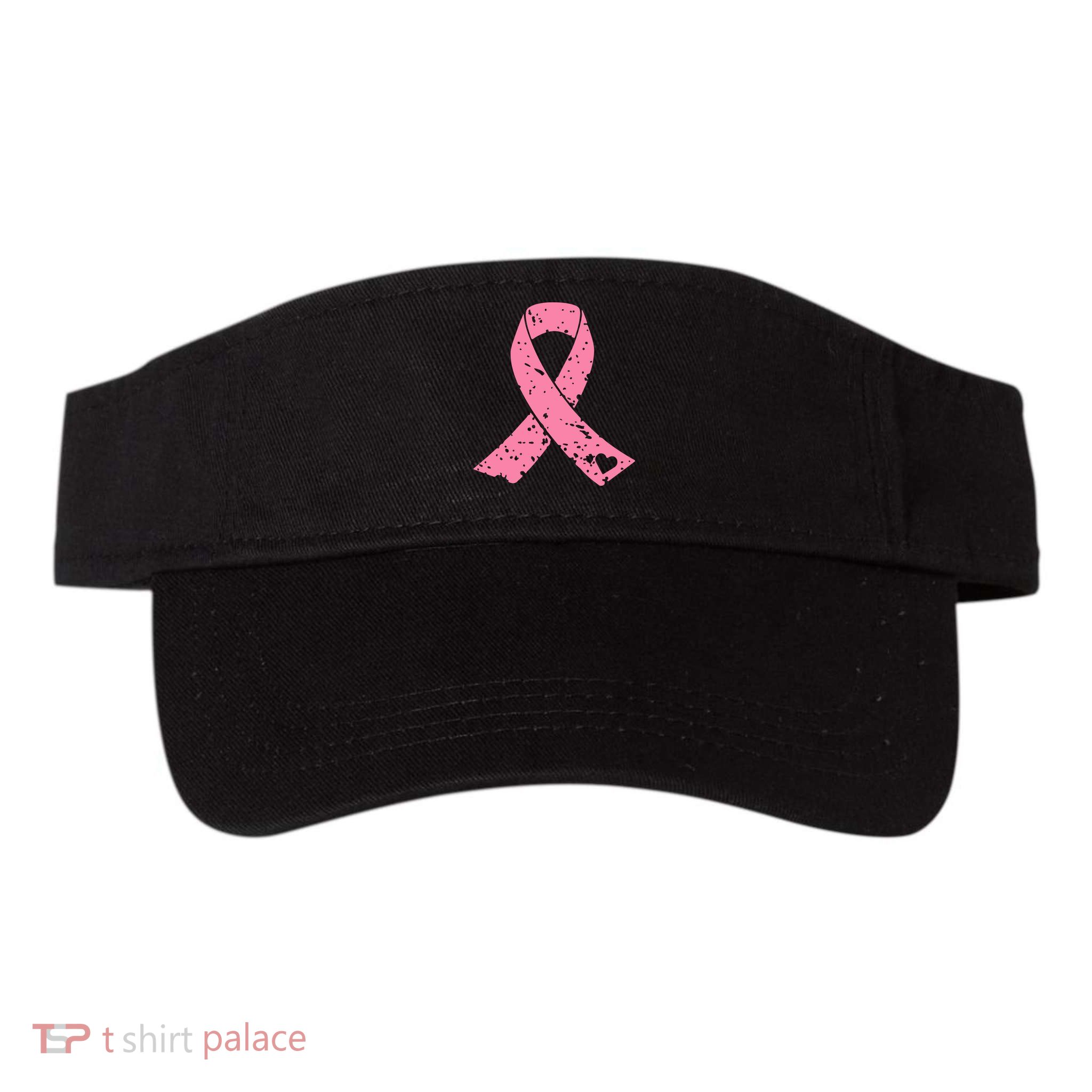 Distressed Pink Ribbon, Breast Cancer Visor
