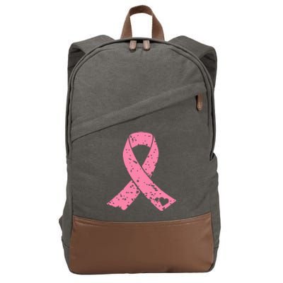 Distressed Pink Ribbon, Breast Cancer Cotton Canvas Backpack