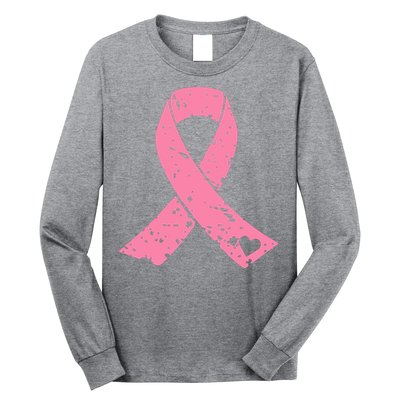 Distressed Pink Ribbon, Breast Cancer Long Sleeve Shirt