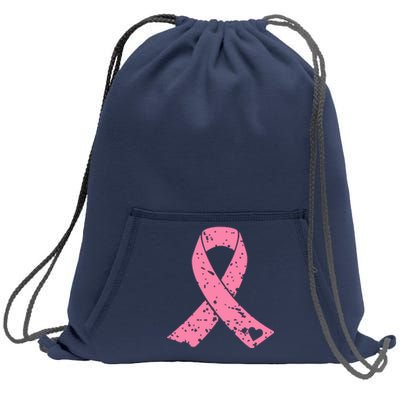 Distressed Pink Ribbon, Breast Cancer Sweatshirt Cinch Pack Bag