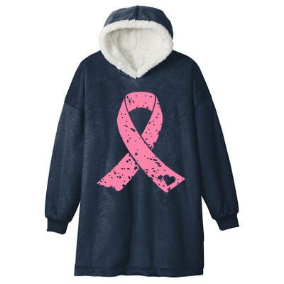 Distressed Pink Ribbon, Breast Cancer Hooded Wearable Blanket