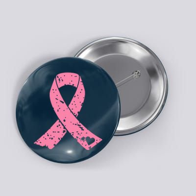 Distressed Pink Ribbon, Breast Cancer Button