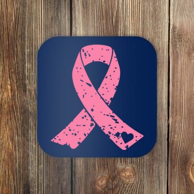 Distressed Pink Ribbon, Breast Cancer Coaster