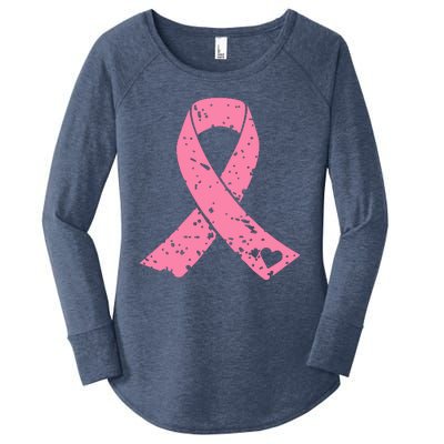 Distressed Pink Ribbon, Breast Cancer Women's Perfect Tri Tunic Long Sleeve Shirt