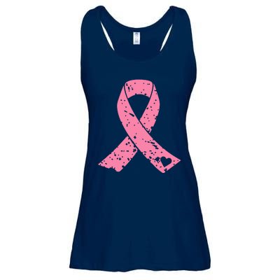 Distressed Pink Ribbon, Breast Cancer Ladies Essential Flowy Tank