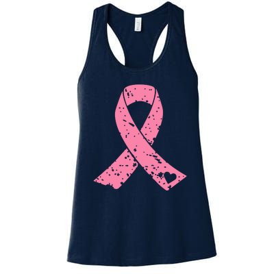 Distressed Pink Ribbon, Breast Cancer Women's Racerback Tank