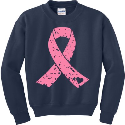 Distressed Pink Ribbon, Breast Cancer Kids Sweatshirt