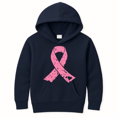 Distressed Pink Ribbon, Breast Cancer Kids Hoodie