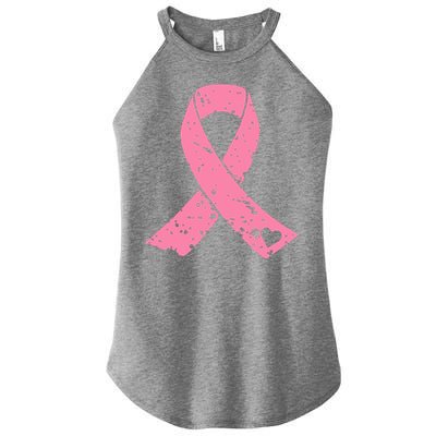 Distressed Pink Ribbon, Breast Cancer Women's Perfect Tri Rocker Tank