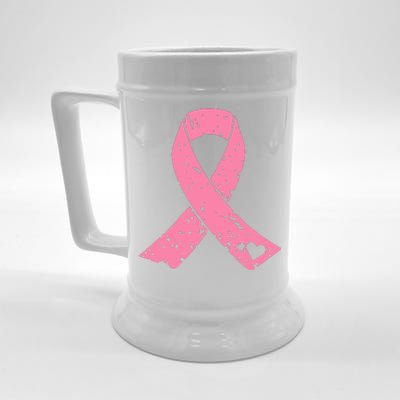 Distressed Pink Ribbon, Breast Cancer Beer Stein