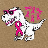 Dinosaur Pink Ribbon Breast Cancer Awareness Month Warrior Cotton Canvas Backpack