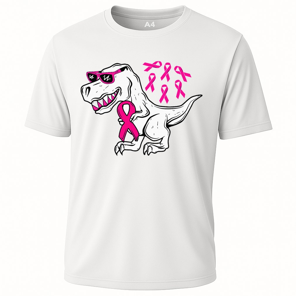 Dinosaur Pink Ribbon Breast Cancer Awareness Month Warrior Cooling Performance Crew T-Shirt