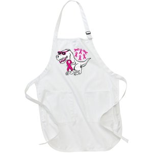 Dinosaur Pink Ribbon Breast Cancer Awareness Month Warrior Full-Length Apron With Pockets