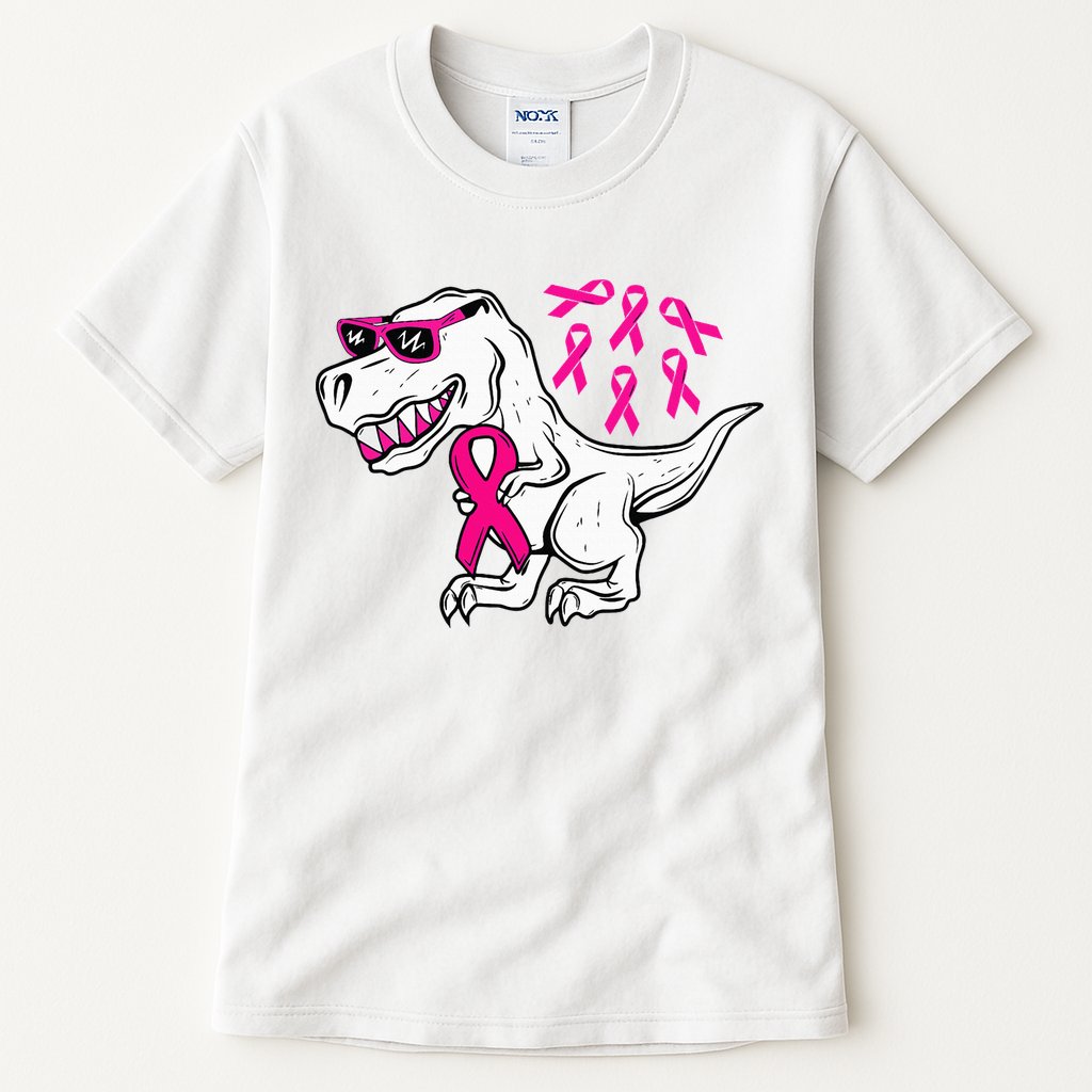 Dinosaur Pink Ribbon Breast Cancer Awareness Month Warrior Tall T-Shirt