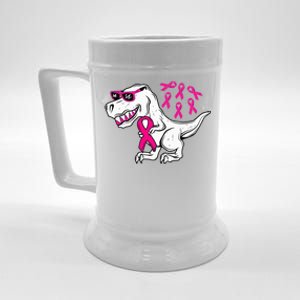 Dinosaur Pink Ribbon Breast Cancer Awareness Month Warrior Beer Stein