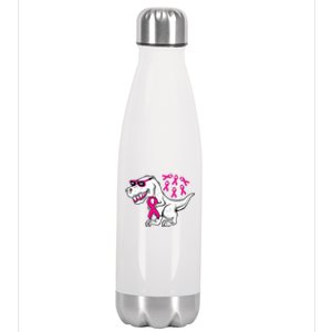 Dinosaur Pink Ribbon Breast Cancer Awareness Month Warrior Stainless Steel Insulated Water Bottle