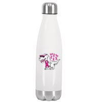 Dinosaur Pink Ribbon Breast Cancer Awareness Month Warrior Stainless Steel Insulated Water Bottle