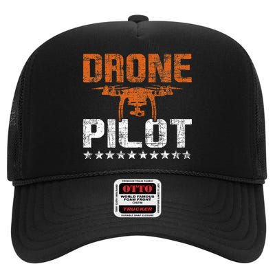 Drone Pilot Rc Flight Operator Quadcopter Flying Expert High Crown Mesh Back Trucker Hat