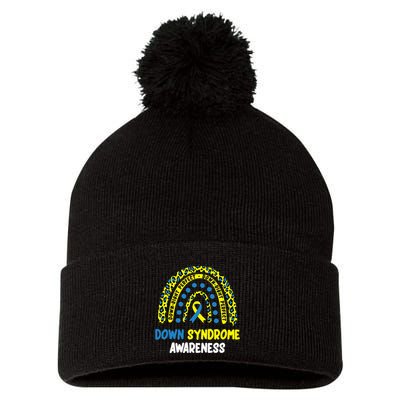 DownRight Perfect Rainbow T21 Down Syndrome Awareness Pom Pom 12in Knit Beanie
