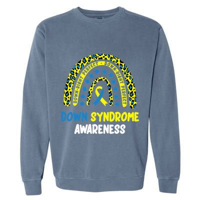 DownRight Perfect Rainbow T21 Down Syndrome Awareness Garment-Dyed Sweatshirt