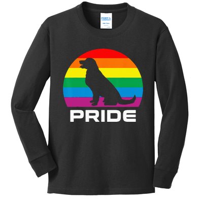 Dog Pride Rainbow Dog Kids Long Sleeve Shirt