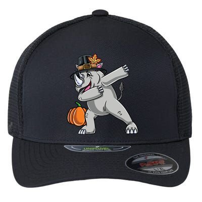 Dabbing Pilgrim Rhino Thanksgiving Gift Flexfit Unipanel Trucker Cap