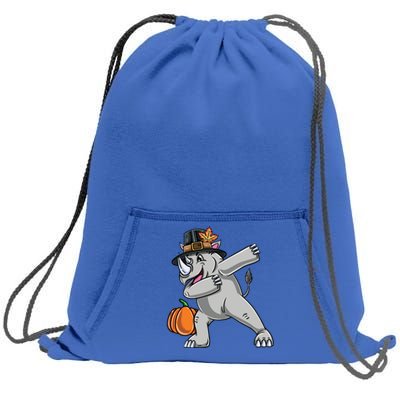 Dabbing Pilgrim Rhino Thanksgiving Gift Sweatshirt Cinch Pack Bag