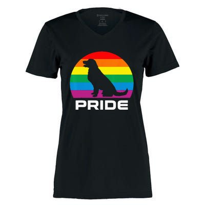 Dog Pride Rainbow Dog Women's Momentum V-Neck T-Shirt