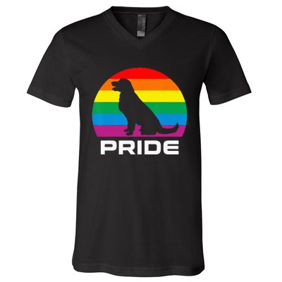 Dog Pride Rainbow Dog V-Neck T-Shirt