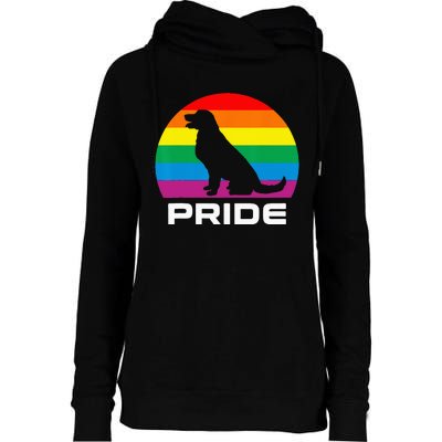 Dog Pride Rainbow Dog Womens Funnel Neck Pullover Hood