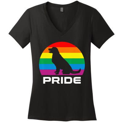 Dog Pride Rainbow Dog Women's V-Neck T-Shirt