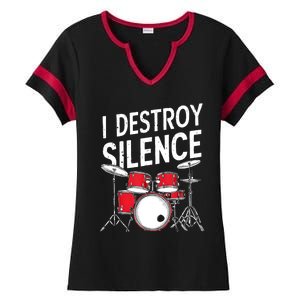 Drums & Percussion Rock Music Drummer Gift Ladies Halftime Notch Neck Tee