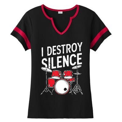 Drums & Percussion Rock Music Drummer Gift Ladies Halftime Notch Neck Tee