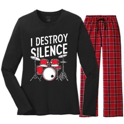 Drums & Percussion Rock Music Drummer Gift Women's Long Sleeve Flannel Pajama Set 