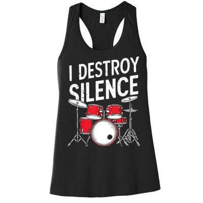 Drums & Percussion Rock Music Drummer Gift Women's Racerback Tank