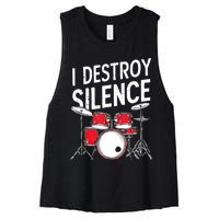 Drums & Percussion Rock Music Drummer Gift Women's Racerback Cropped Tank