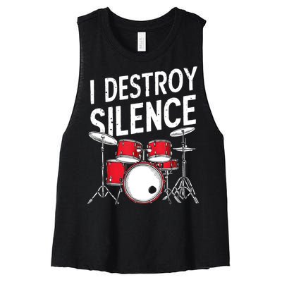 Drums & Percussion Rock Music Drummer Gift Women's Racerback Cropped Tank