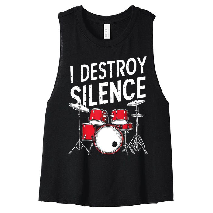 Drums & Percussion Rock Music Drummer Gift Women's Racerback Cropped Tank