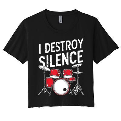 Drums & Percussion Rock Music Drummer Gift Women's Crop Top Tee