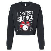 Drums & Percussion Rock Music Drummer Gift Cropped Pullover Crew