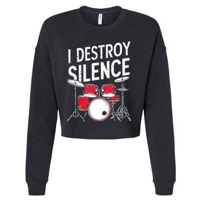 Drums & Percussion Rock Music Drummer Gift Cropped Pullover Crew