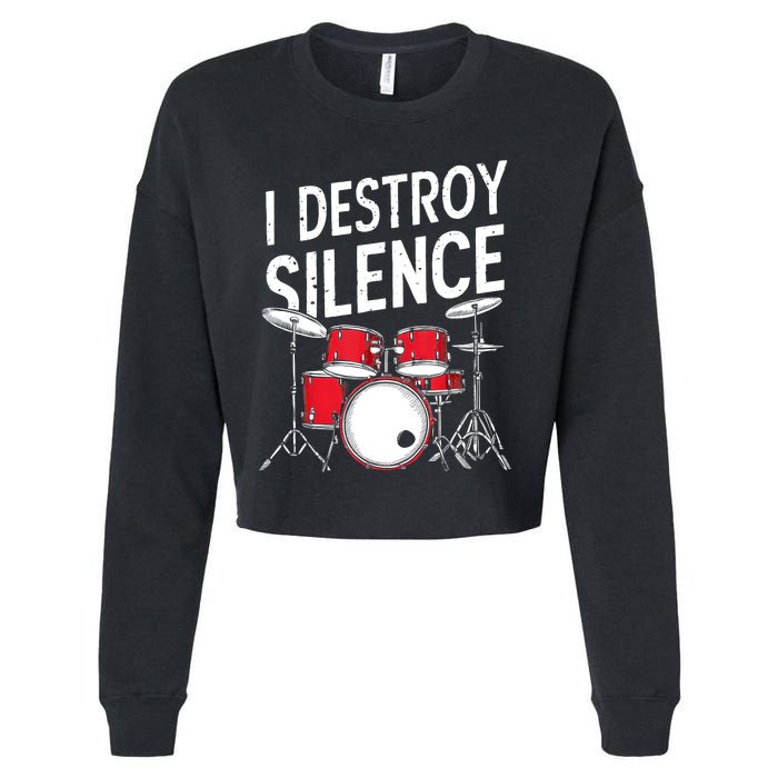 Drums & Percussion Rock Music Drummer Gift Cropped Pullover Crew