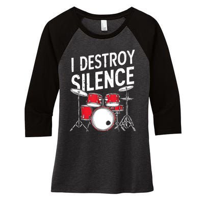 Drums & Percussion Rock Music Drummer Gift Women's Tri-Blend 3/4-Sleeve Raglan Shirt