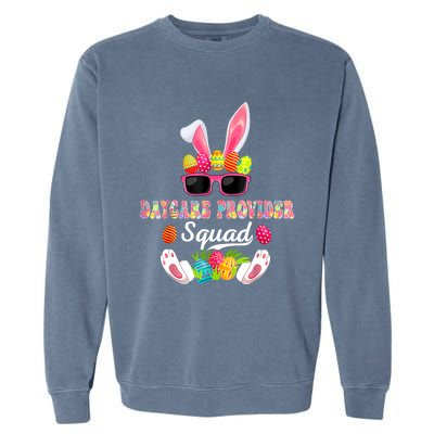 Daycare Provider Squad Costume Bunny Sunglasses Easter Eggs Garment-Dyed Sweatshirt